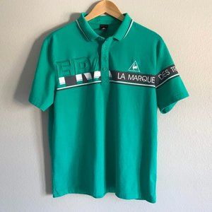Le Coq Sportif Green Color Block Large Polo Shirt